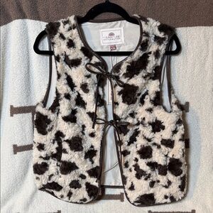 1 Sunset Lane Cow Print Faux Fur Vest
